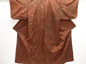 縞織り出し手織り紬着物